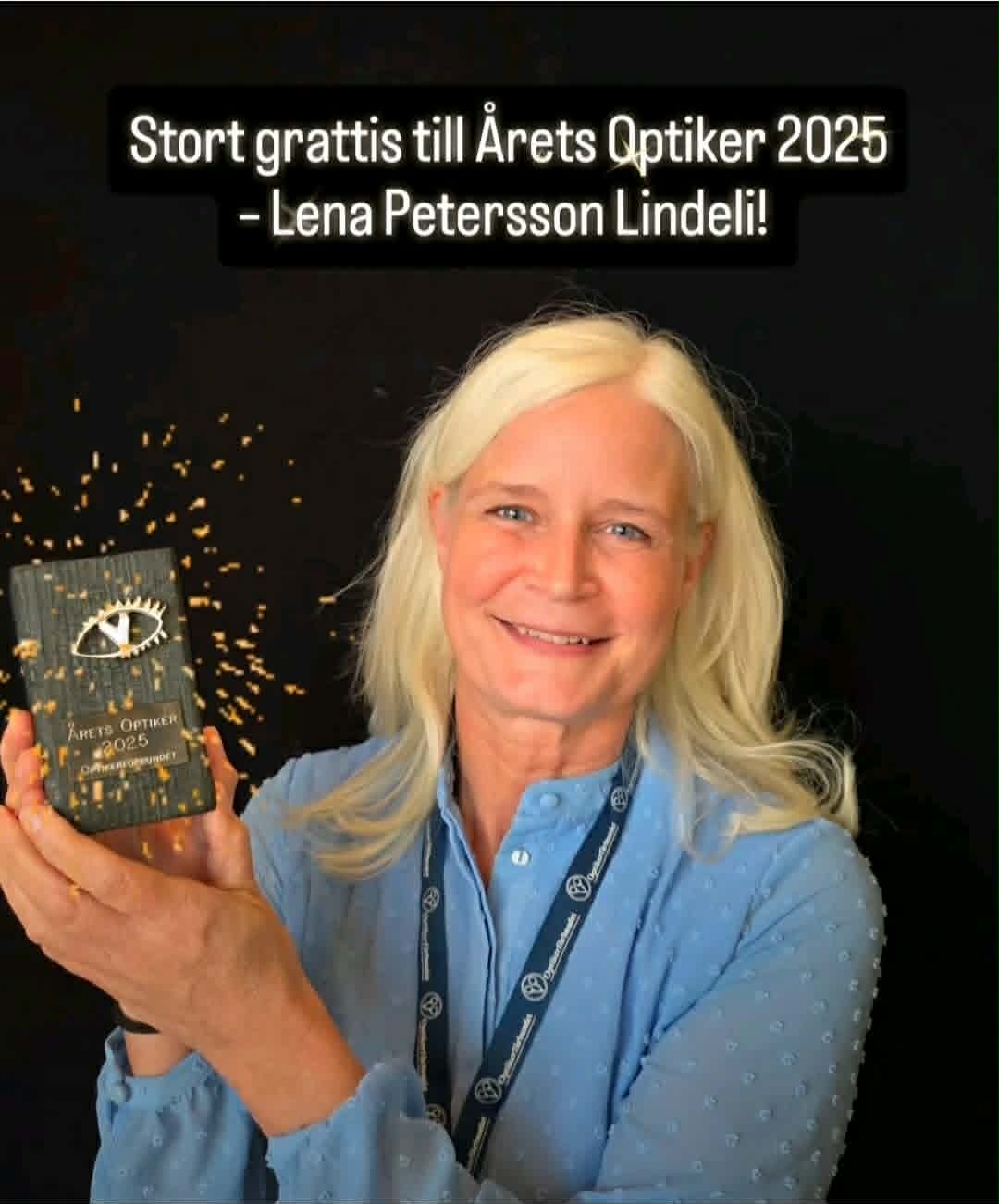 Lena Petersson Lindeli med utmärkelsen Årets Optiker 2025